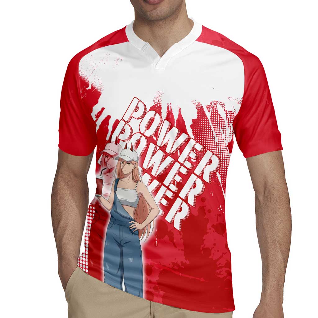 Power Chainsaw Man Rugby Jersey Grunge Pop Manga Panel Style