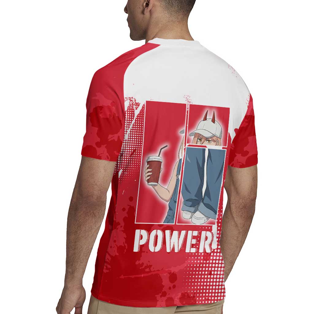 Power Chainsaw Man Rugby Jersey Grunge Pop Manga Panel Style