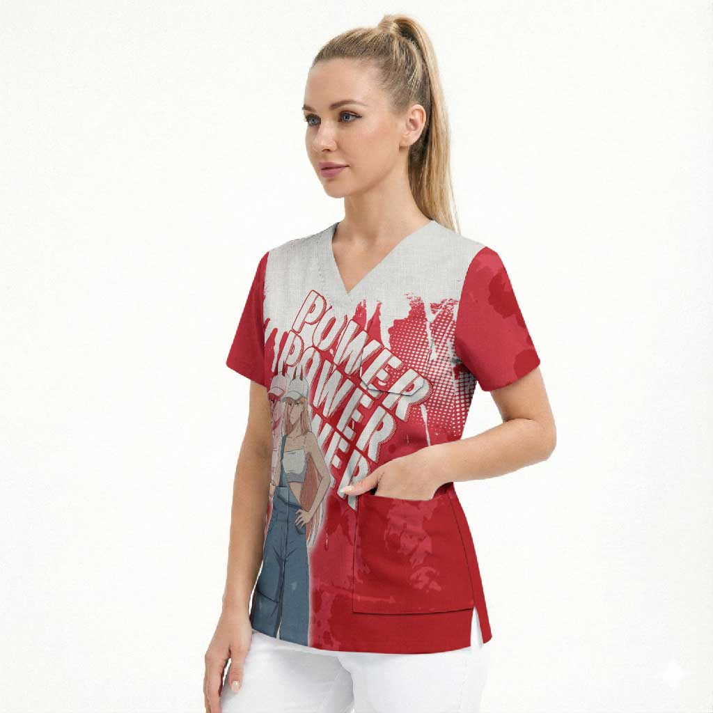 Power Chainsaw Man Scrub Top Grunge Pop Manga Panel Style