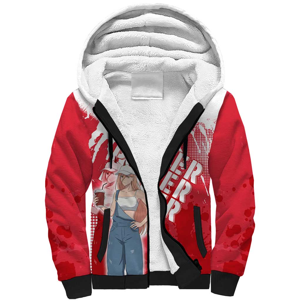 Power Chainsaw Man Sherpa Hoodie Grunge Pop Manga Panel Style