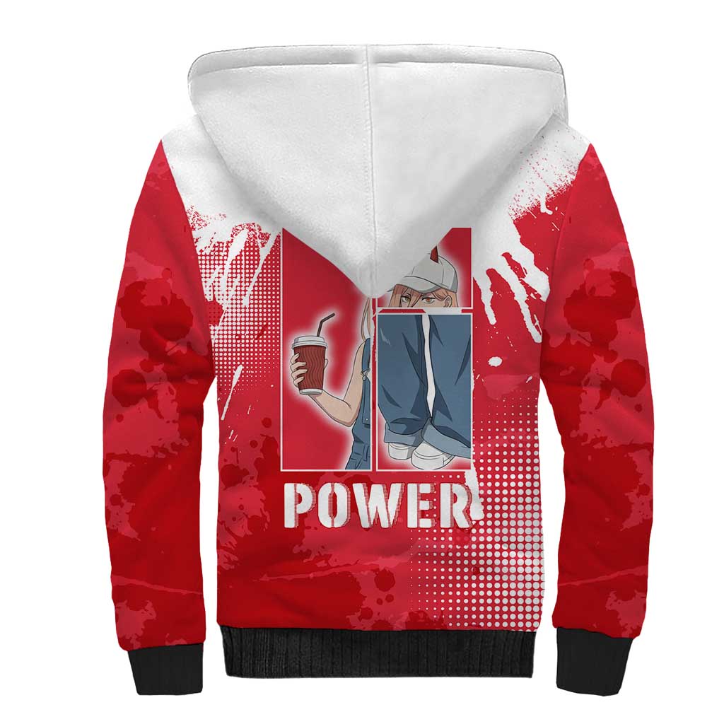 Power Chainsaw Man Sherpa Hoodie Grunge Pop Manga Panel Style