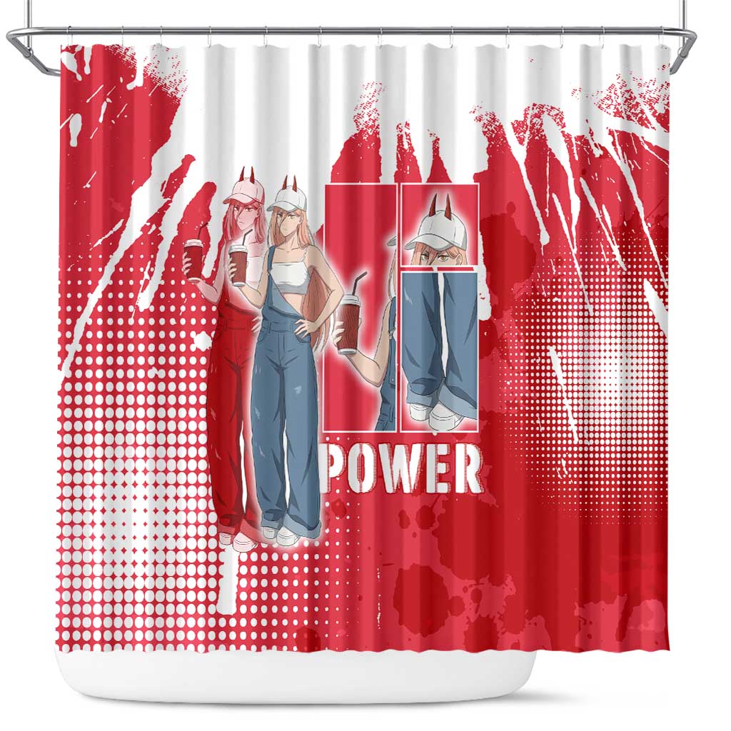 Power Chainsaw Man Shower Curtain Grunge Pop Manga Panel Style