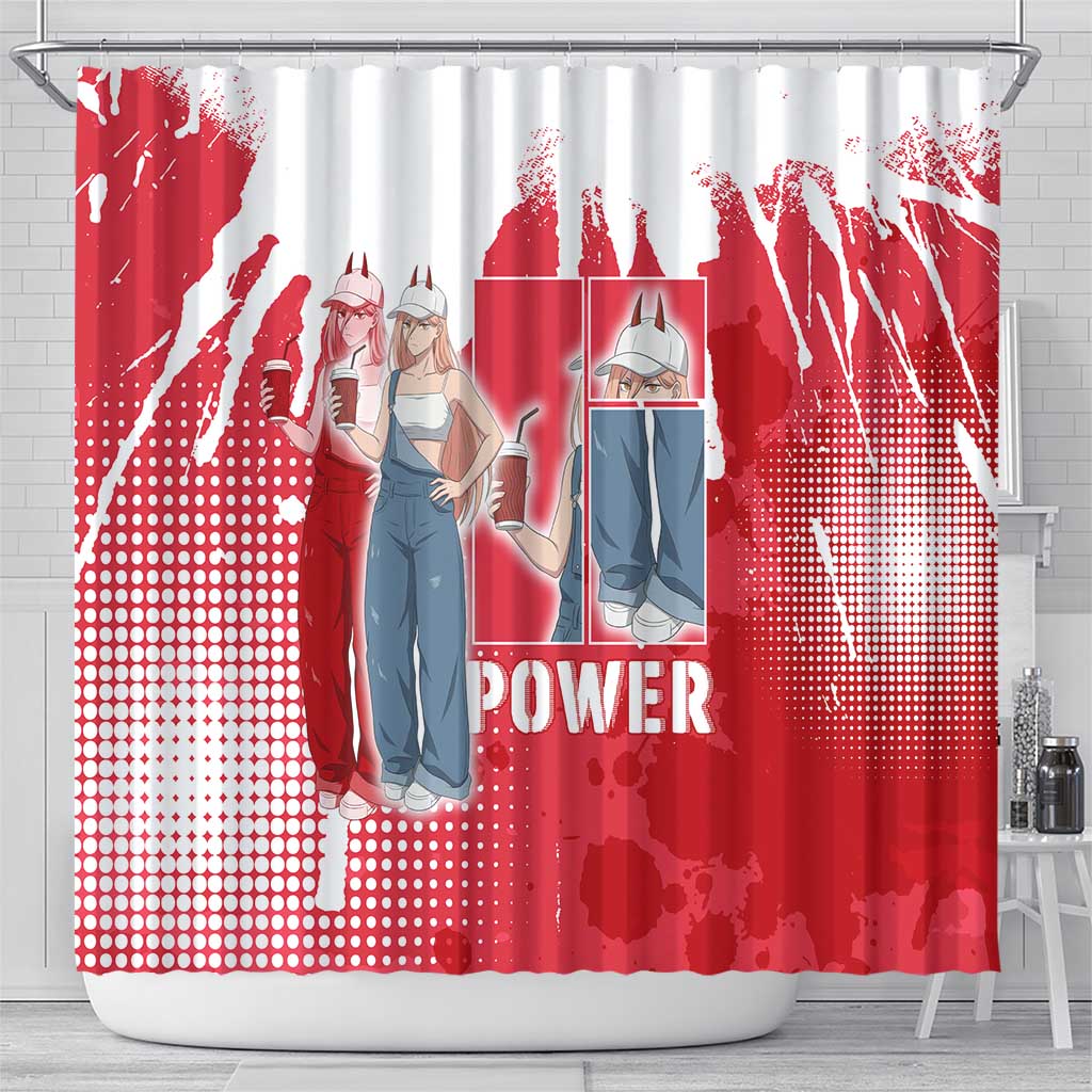 Power Chainsaw Man Shower Curtain Grunge Pop Manga Panel Style
