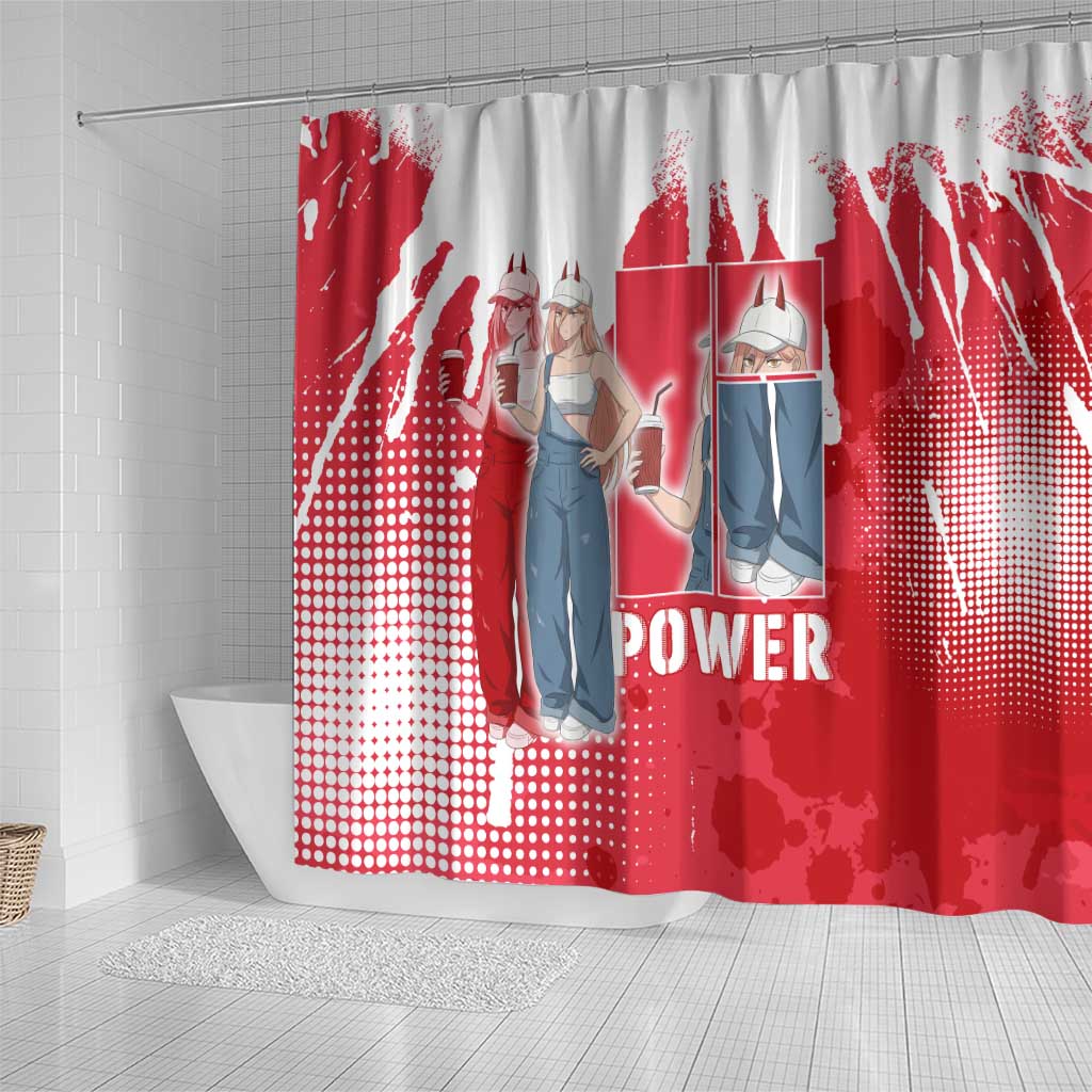 Power Chainsaw Man Shower Curtain Grunge Pop Manga Panel Style