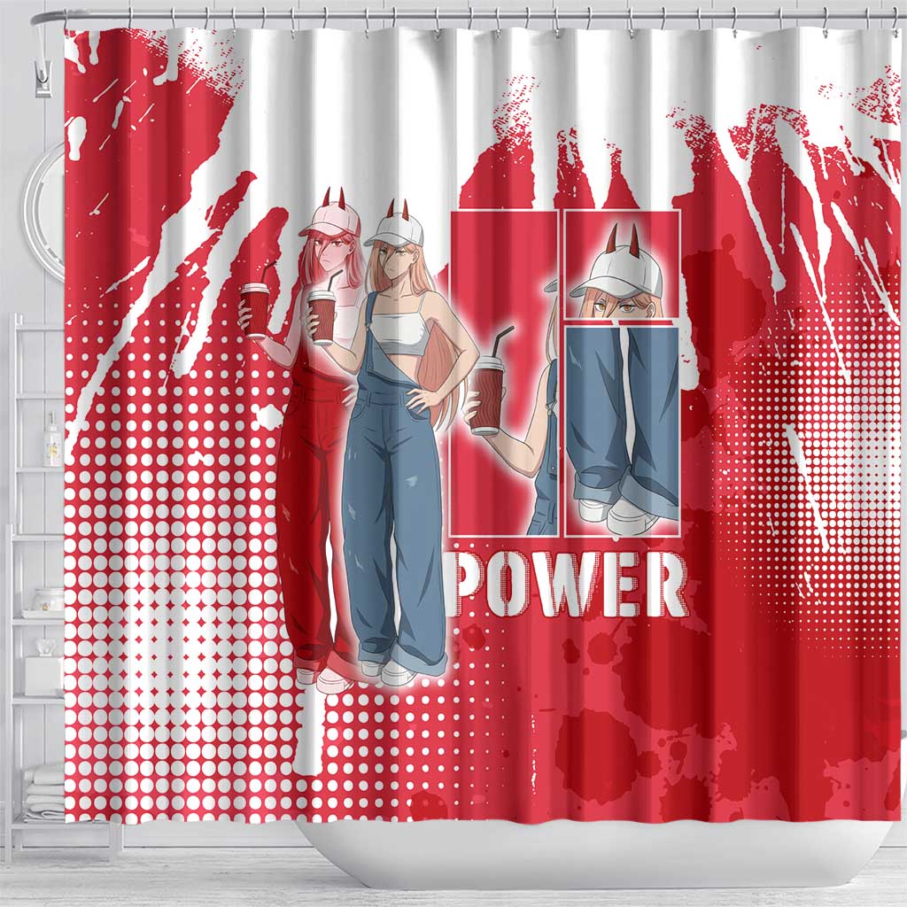 Power Chainsaw Man Shower Curtain Grunge Pop Manga Panel Style