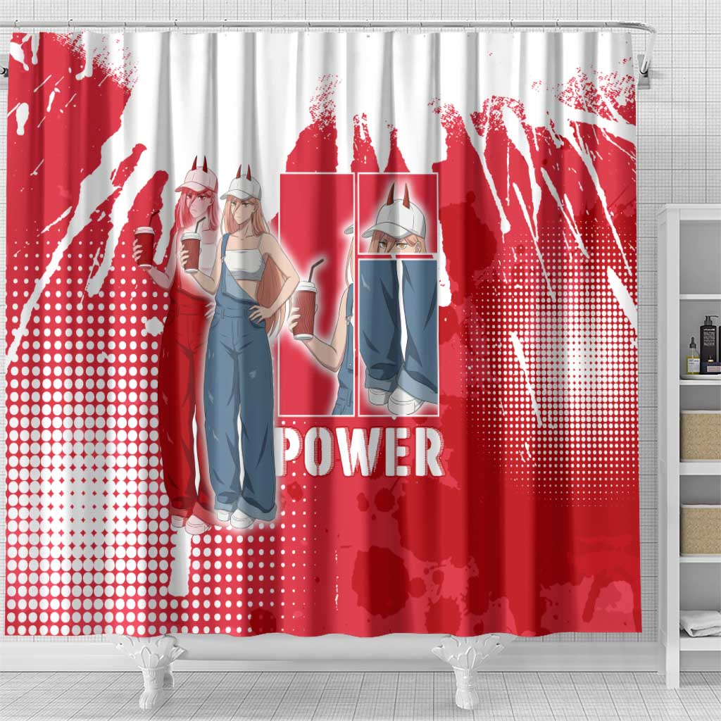Power Chainsaw Man Shower Curtain Grunge Pop Manga Panel Style