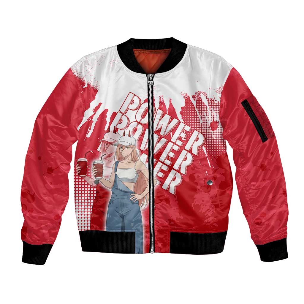 Power Chainsaw Man Sleeve Zip Bomber Jacket Grunge Pop Manga Panel Style