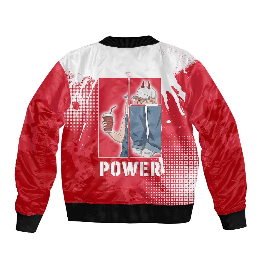 Power Chainsaw Man Sleeve Zip Bomber Jacket Grunge Pop Manga Panel Style