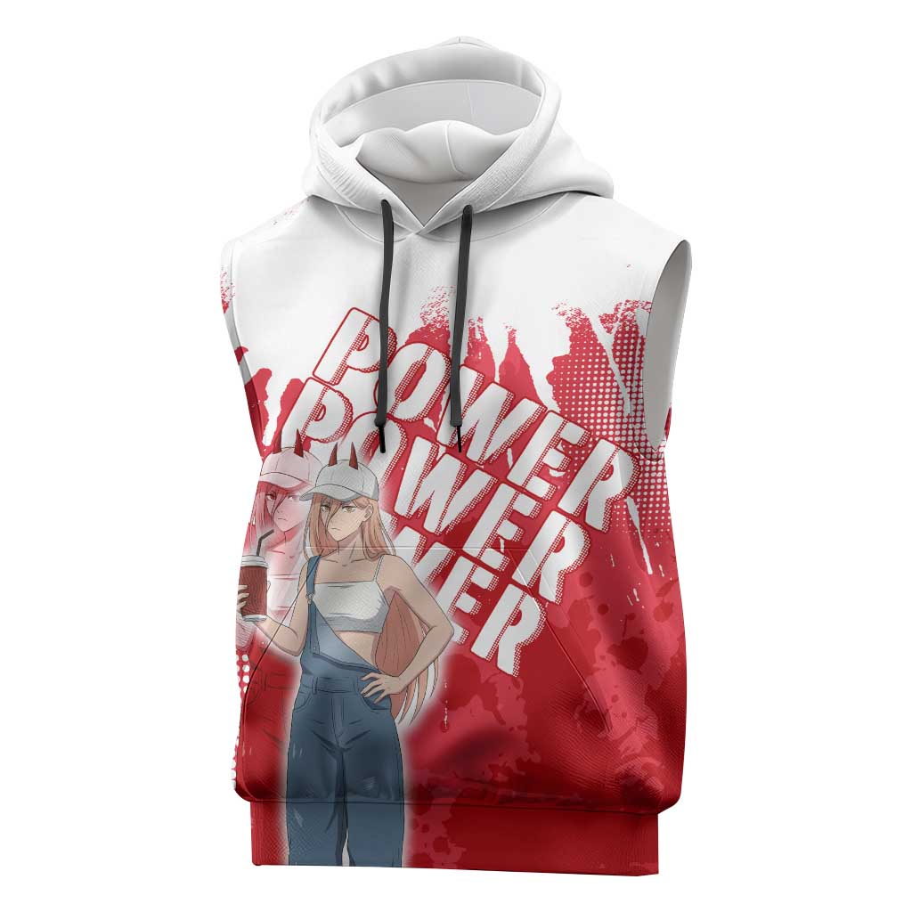 Power Chainsaw Man Sleeveless Hoodie Grunge Pop Manga Panel Style