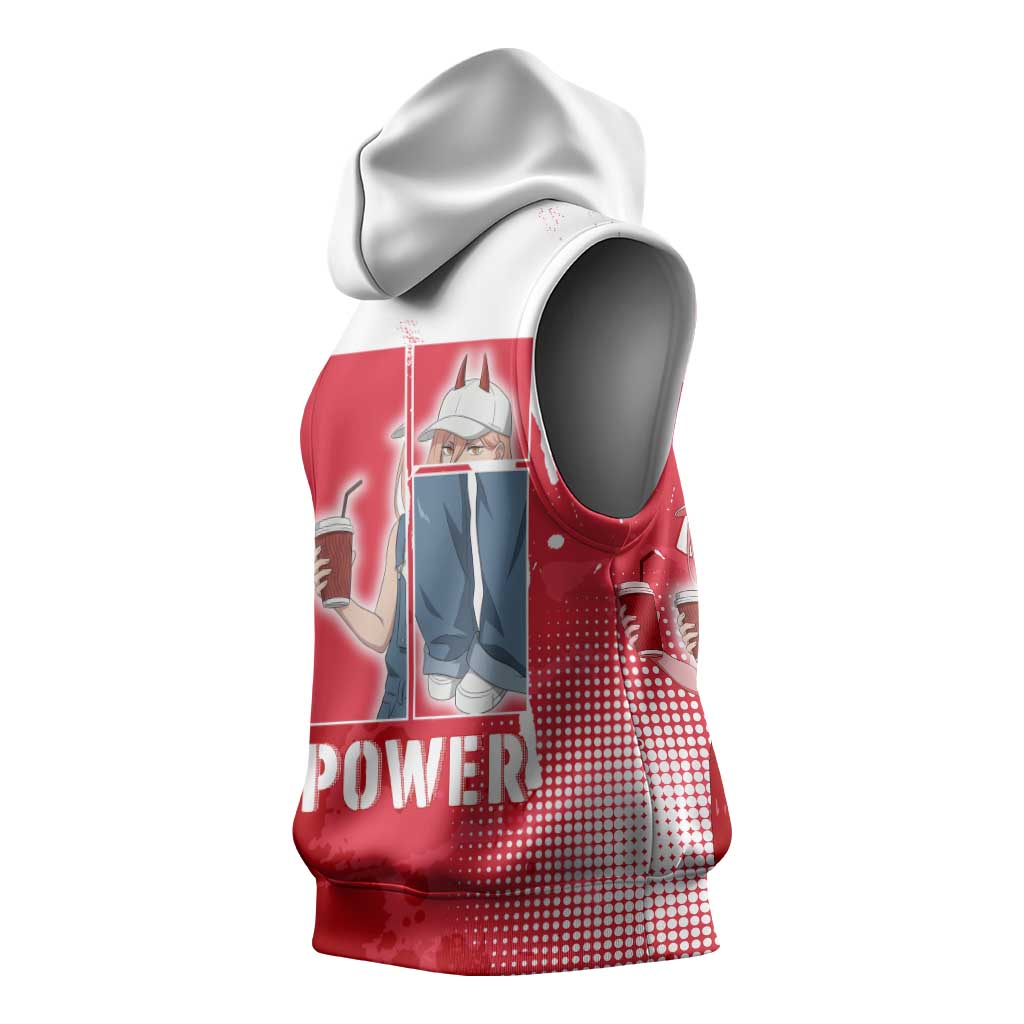 Power Chainsaw Man Sleeveless Hoodie Grunge Pop Manga Panel Style