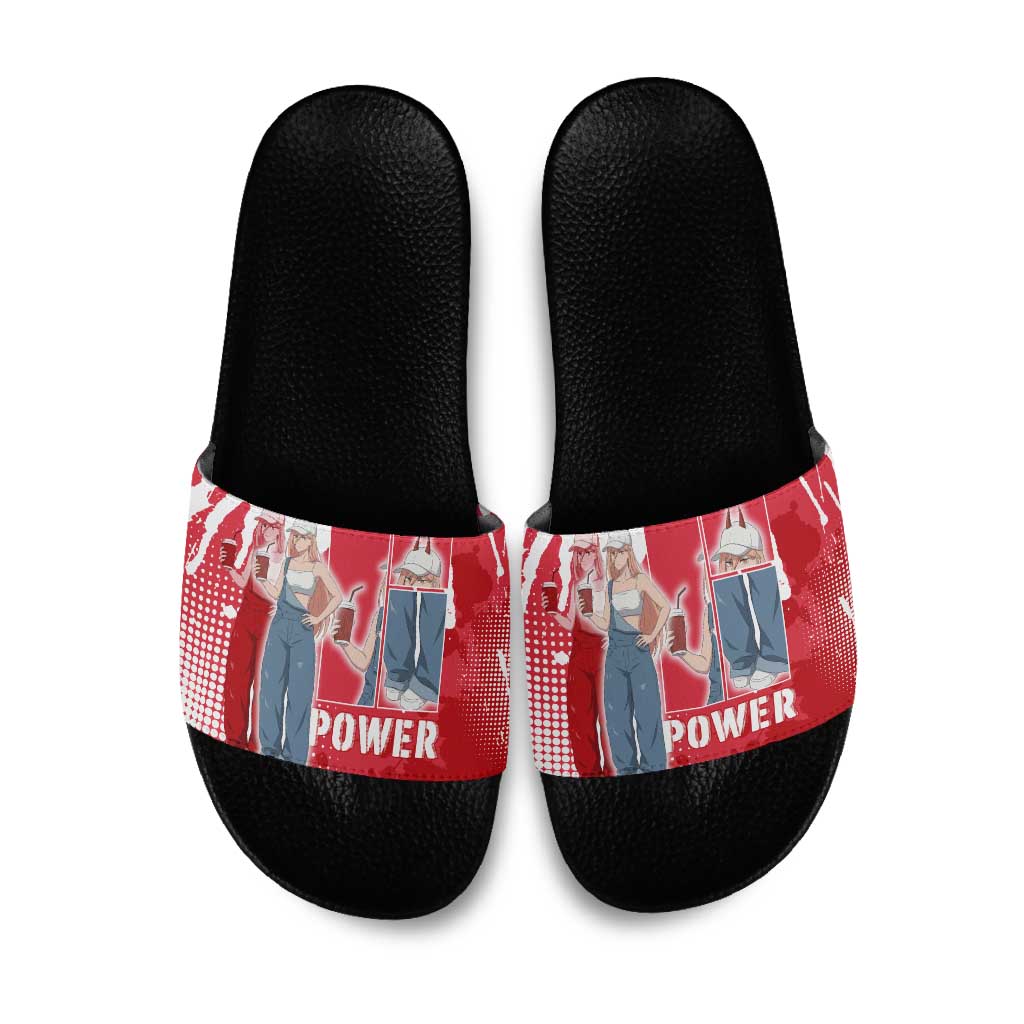 Power Chainsaw Man Slide Sandals Grunge Pop Manga Panel Style