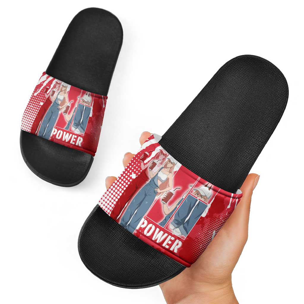 Power Chainsaw Man Slide Sandals Grunge Pop Manga Panel Style