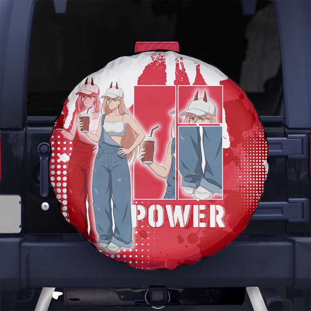 Power Chainsaw Man Spare Tire Cover Grunge Pop Manga Panel Style