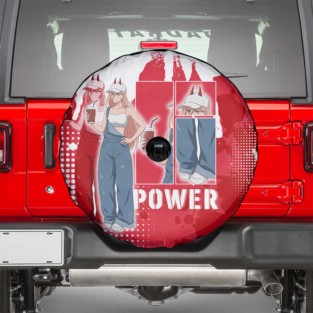 Power Chainsaw Man Spare Tire Cover Grunge Pop Manga Panel Style