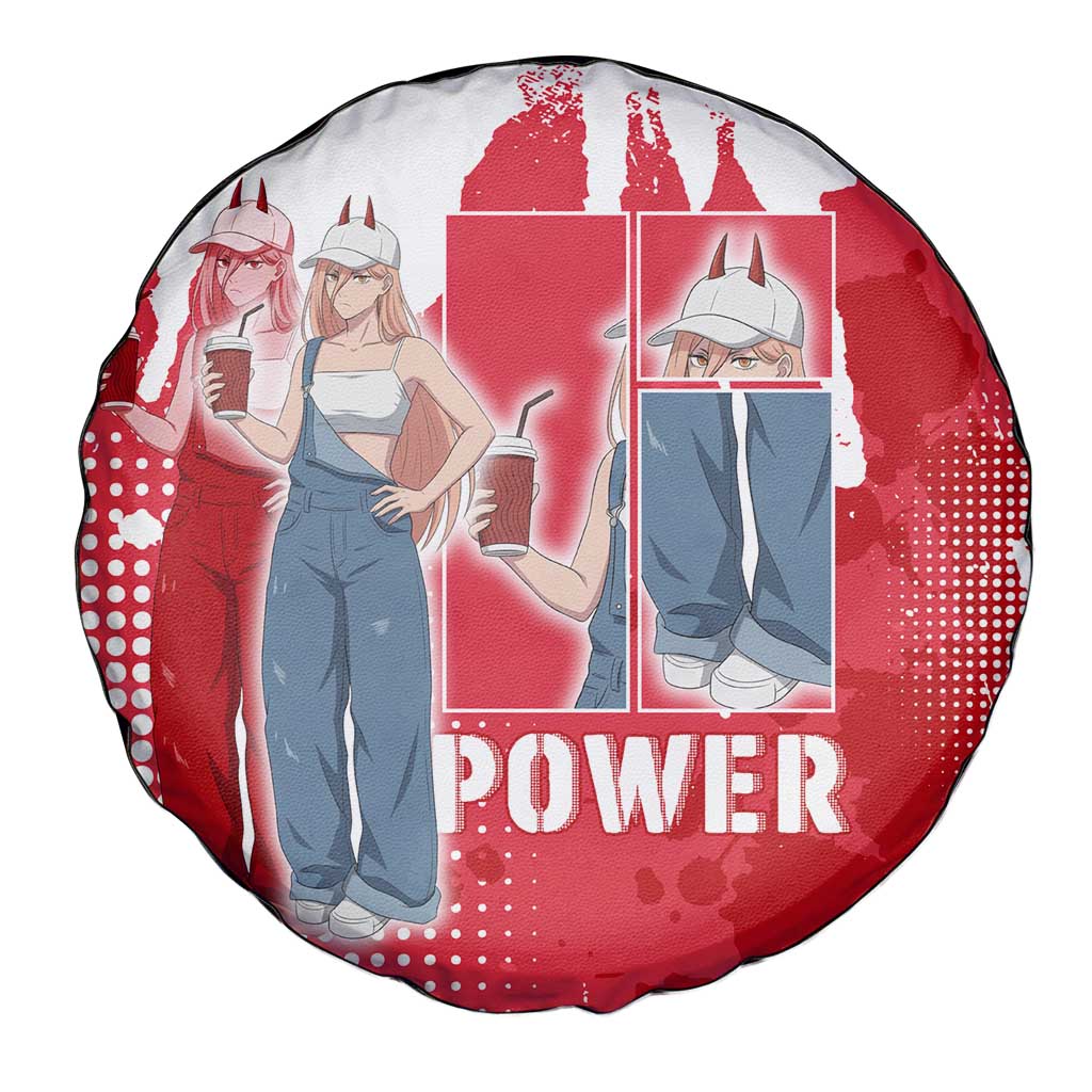 Power Chainsaw Man Spare Tire Cover Grunge Pop Manga Panel Style