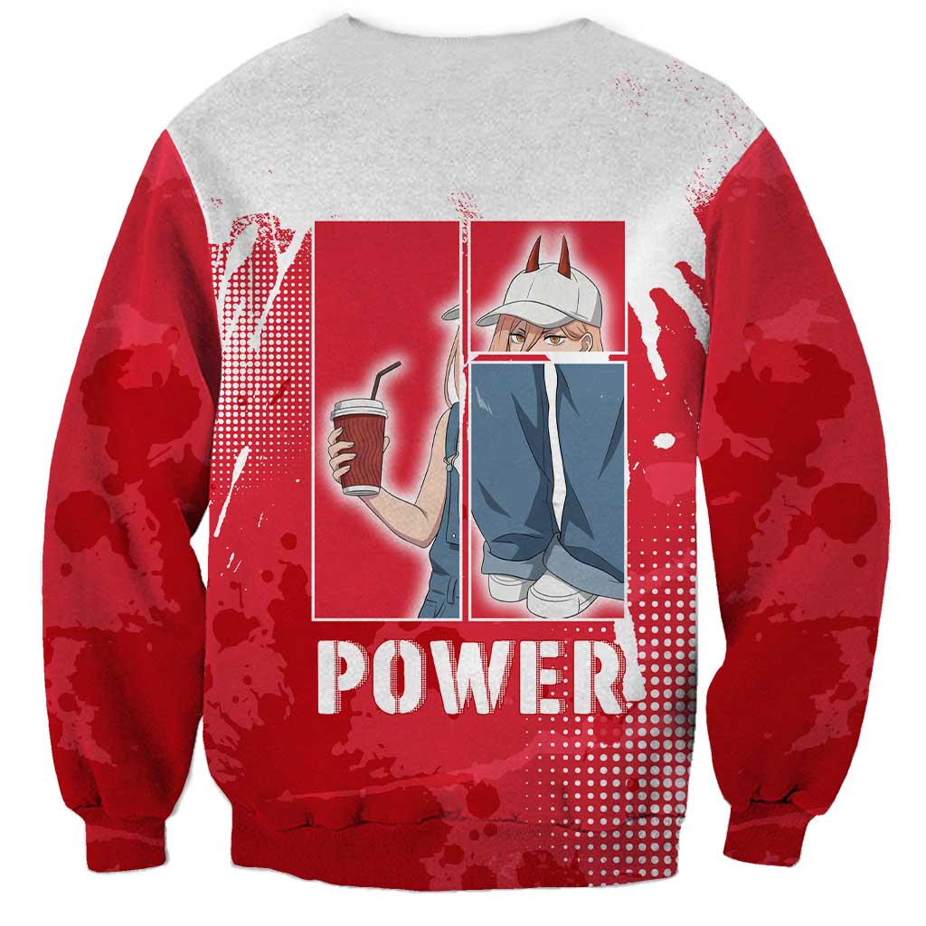 Power Chainsaw Man Sweatshirt Grunge Pop Manga Panel Style