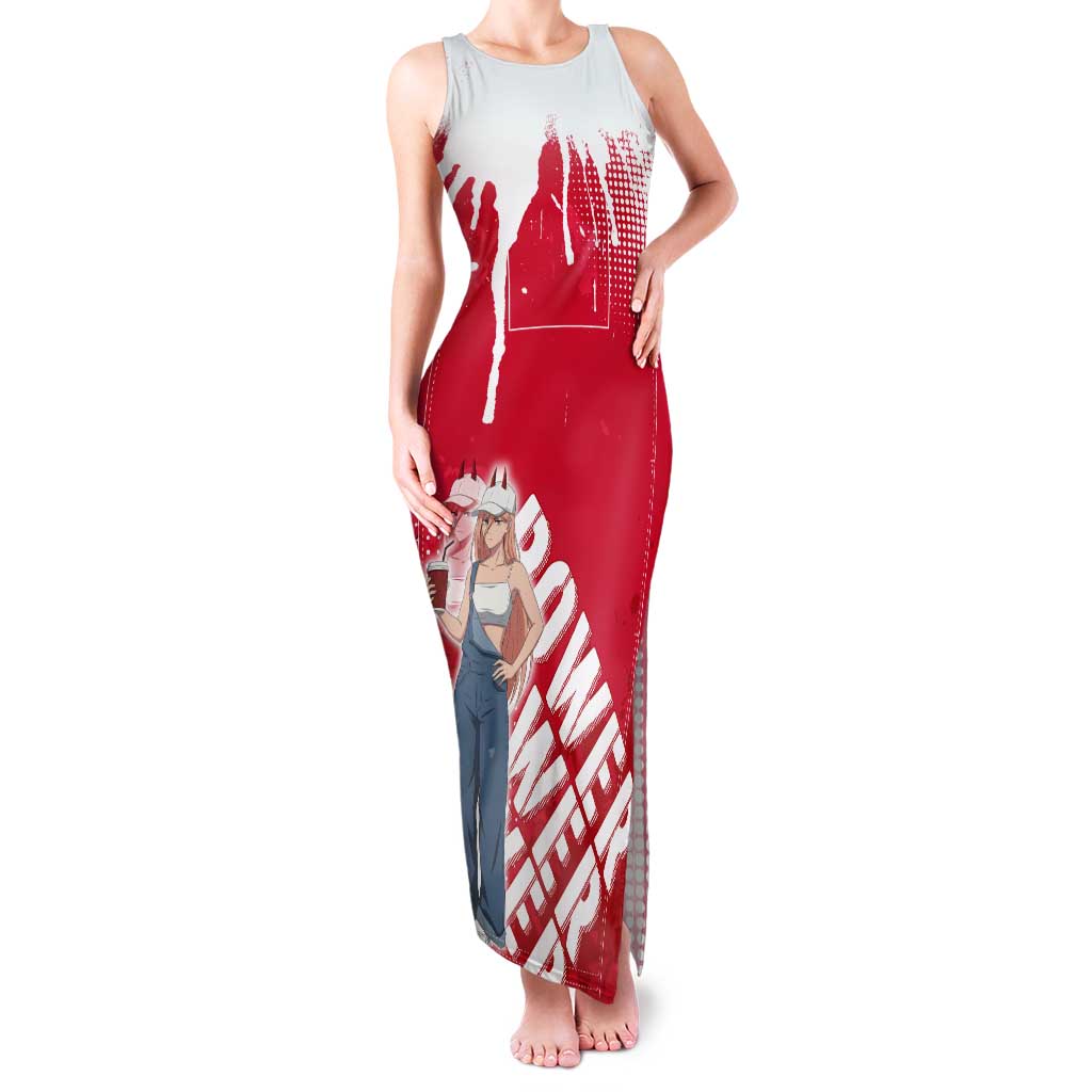 Power Chainsaw Man Tank Maxi Dress Grunge Pop Manga Panel Style