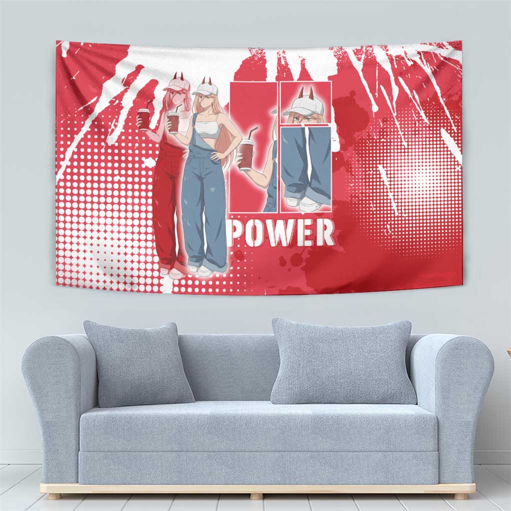 Power Chainsaw Man Tapestry Grunge Pop Manga Panel Style