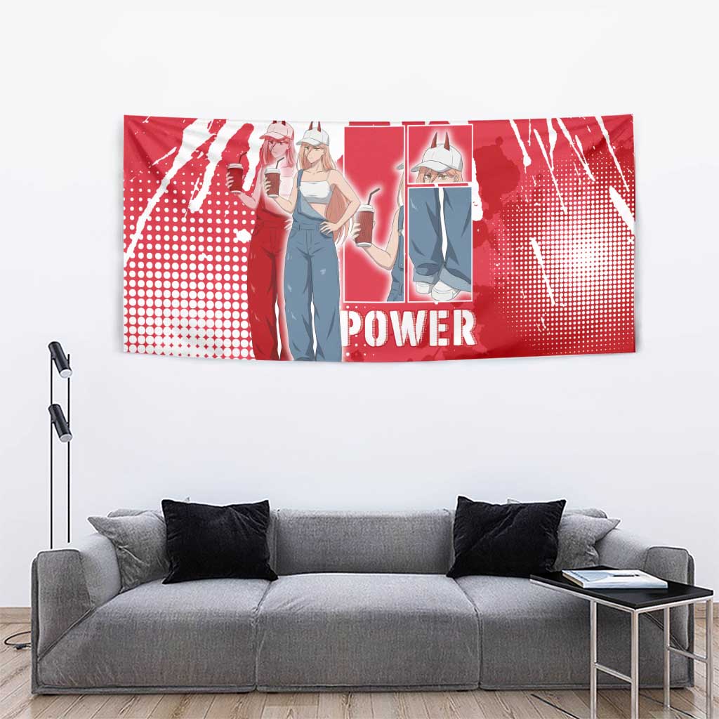 Power Chainsaw Man Tapestry Grunge Pop Manga Panel Style
