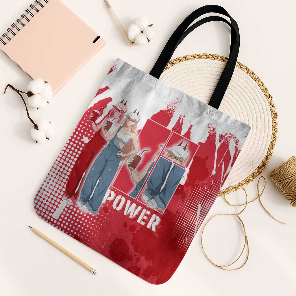 Power Chainsaw Man Tote Bag Grunge Pop Manga Panel Style