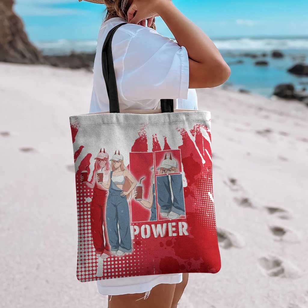 Power Chainsaw Man Tote Bag Grunge Pop Manga Panel Style