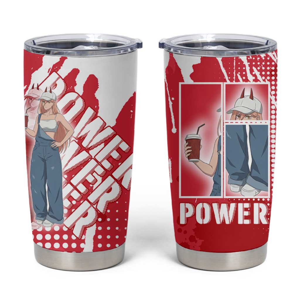 Power Chainsaw Man Tumbler Cup Grunge Pop Manga Panel Style