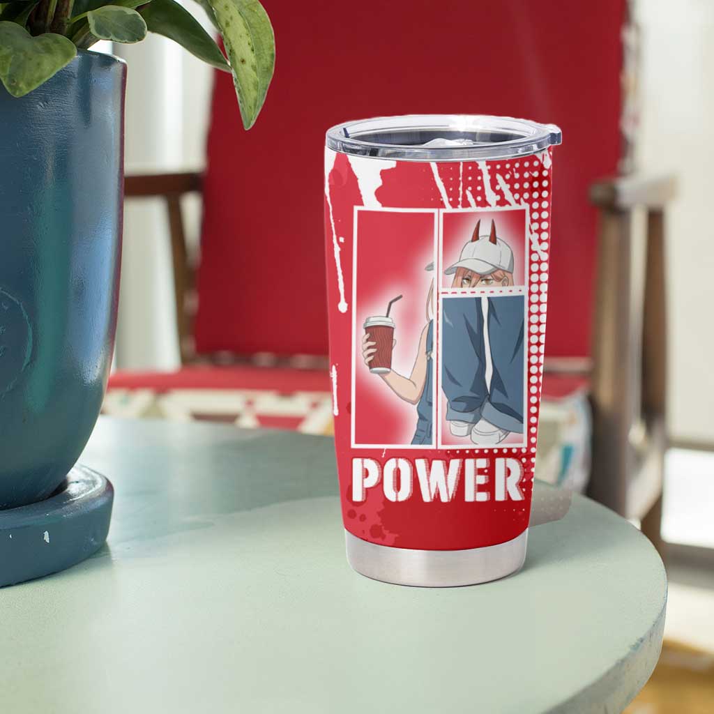 Power Chainsaw Man Tumbler Cup Grunge Pop Manga Panel Style