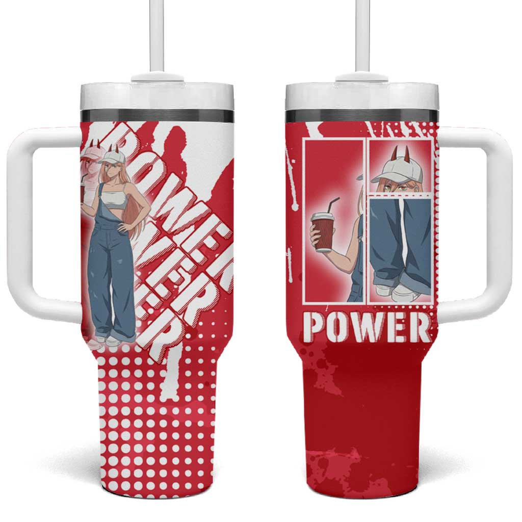 Power Chainsaw Man Tumbler With Handle Grunge Pop Manga Panel Style