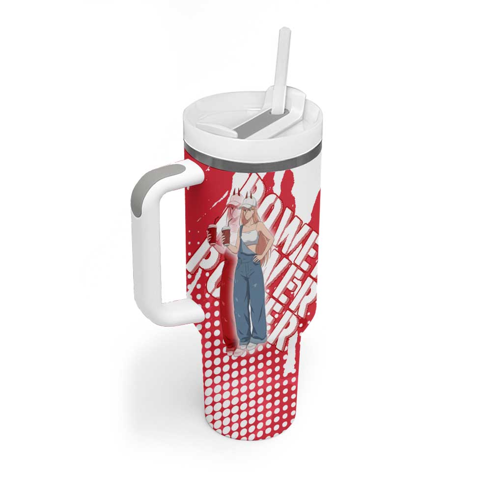 Power Chainsaw Man Tumbler With Handle Grunge Pop Manga Panel Style