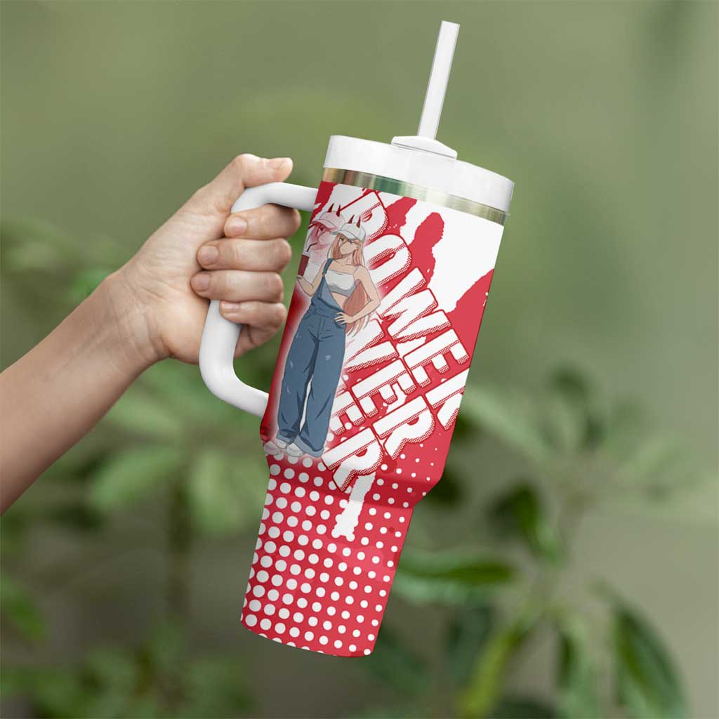 Power Chainsaw Man Tumbler With Handle Grunge Pop Manga Panel Style
