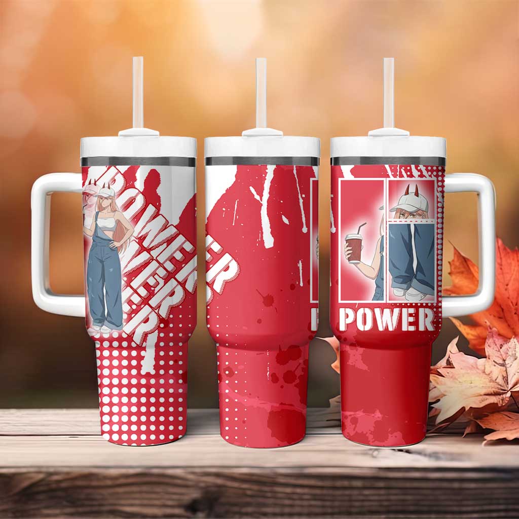 Power Chainsaw Man Tumbler With Handle Grunge Pop Manga Panel Style