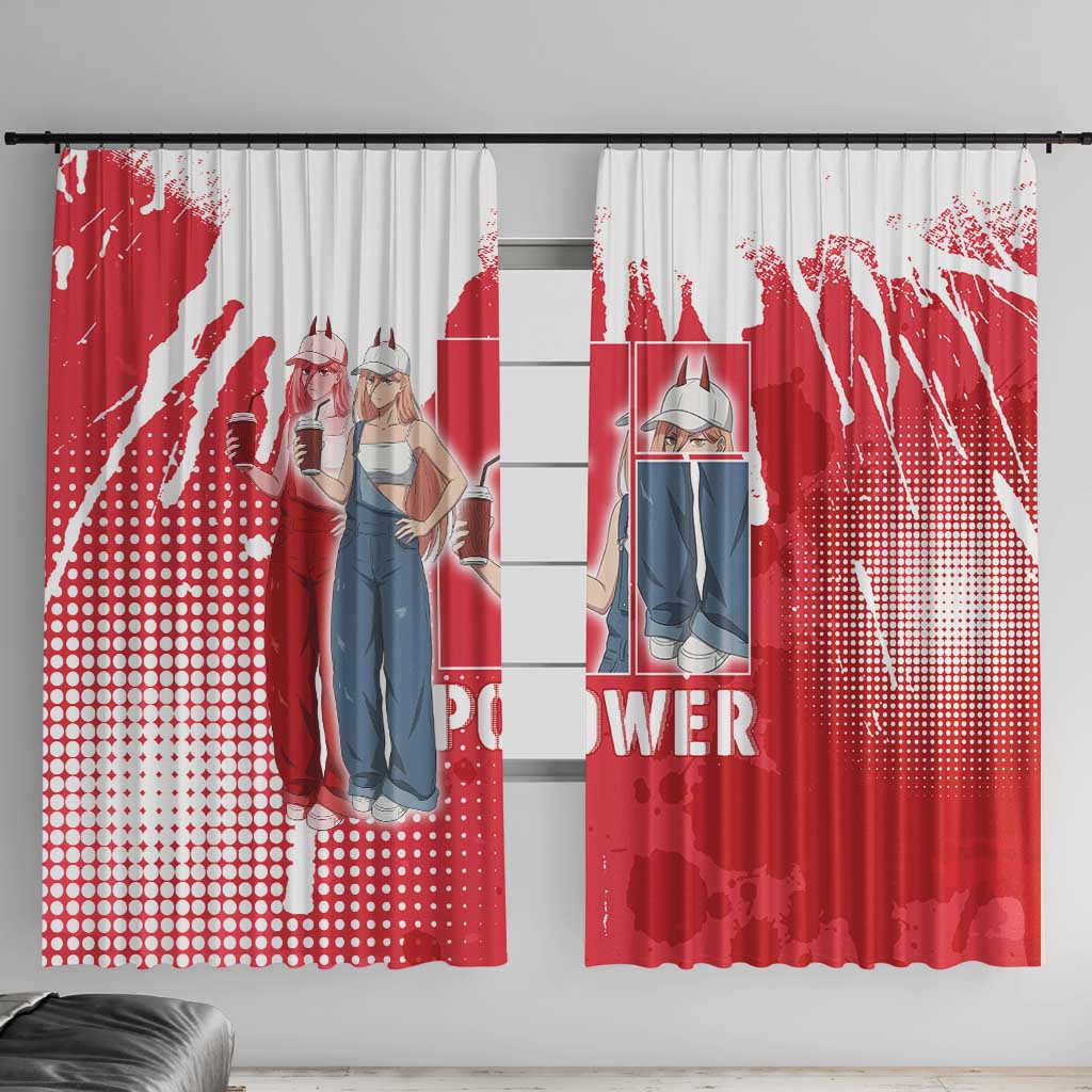 Power Chainsaw Man Window Curtain Grunge Pop Manga Panel Style