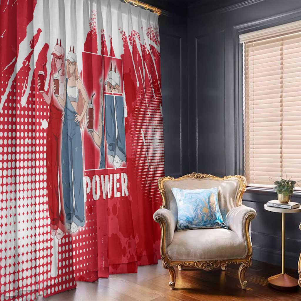 Power Chainsaw Man Window Curtain Grunge Pop Manga Panel Style