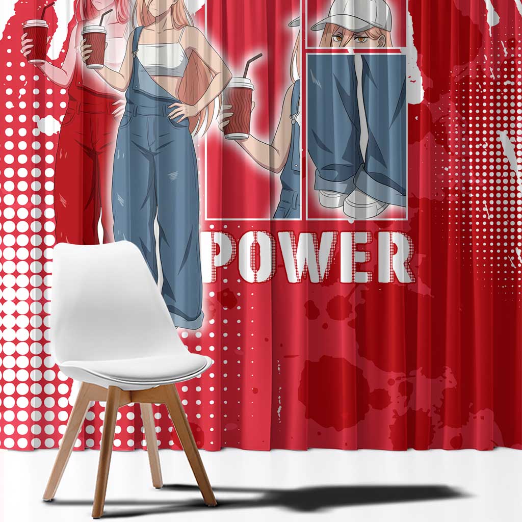 Power Chainsaw Man Window Curtain Grunge Pop Manga Panel Style