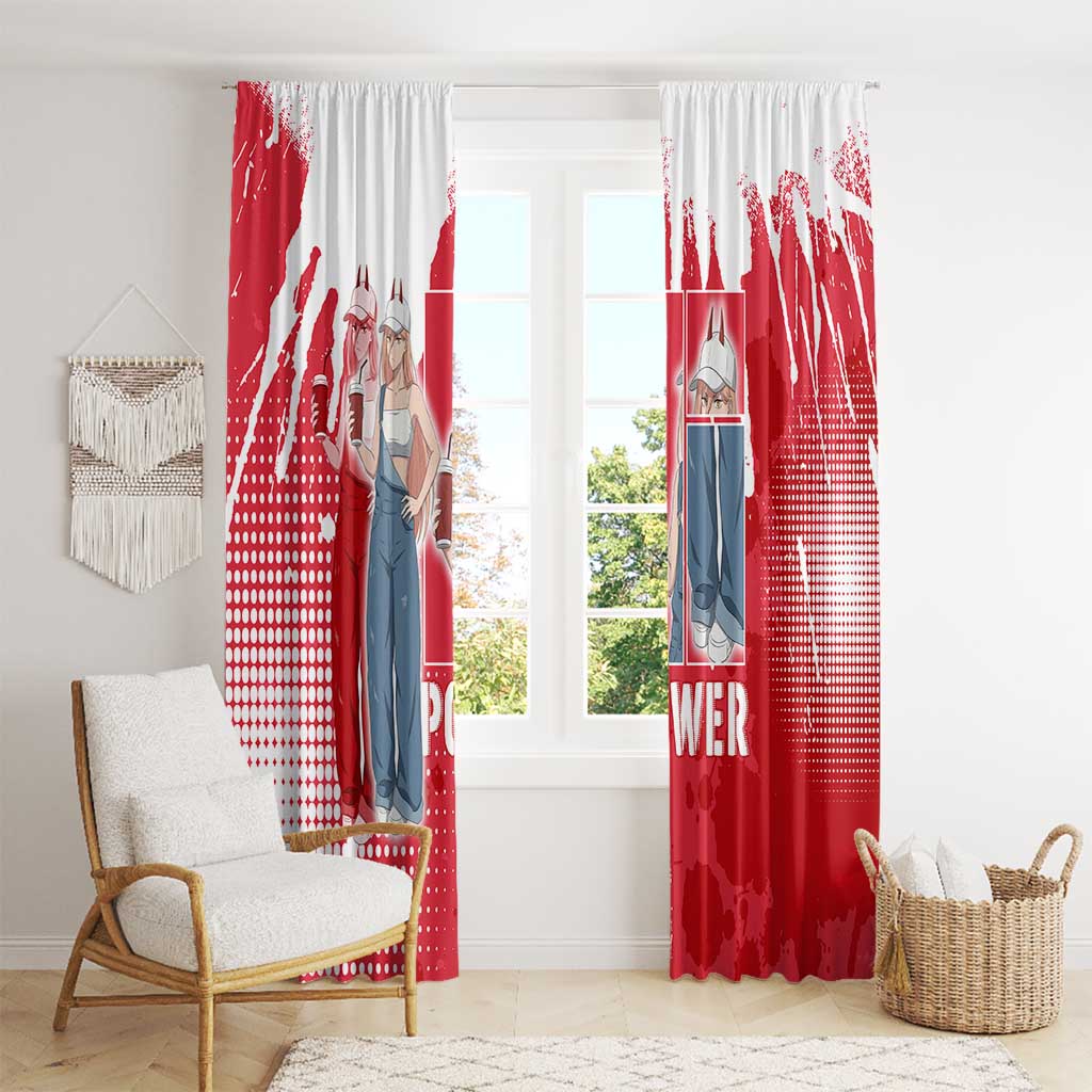 Power Chainsaw Man Window Curtain Grunge Pop Manga Panel Style