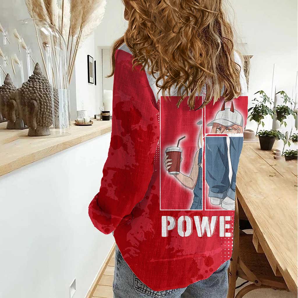 Power Chainsaw Man Women Casual Shirt Grunge Pop Manga Panel Style