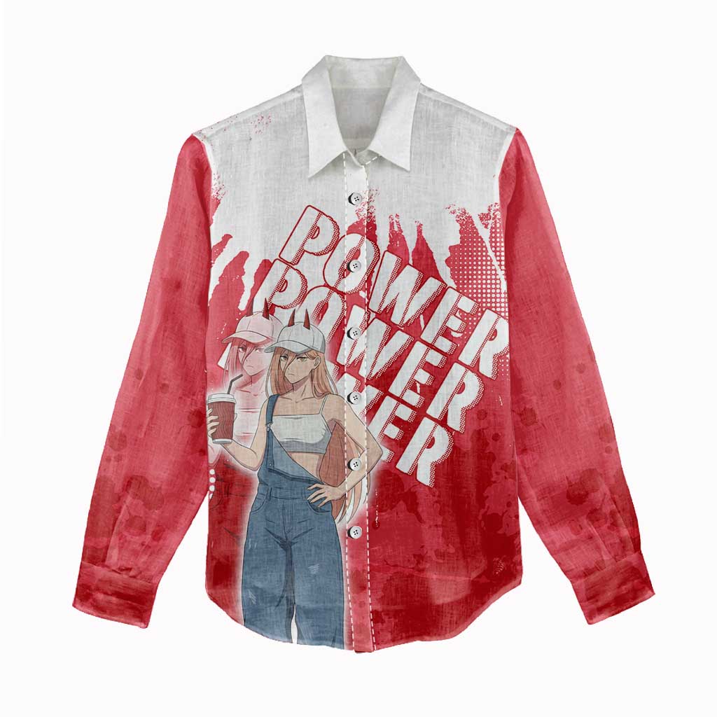 Power Chainsaw Man Women Casual Shirt Grunge Pop Manga Panel Style