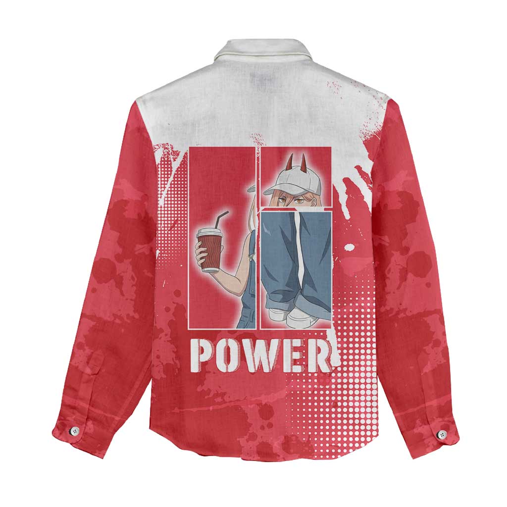 Power Chainsaw Man Women Casual Shirt Grunge Pop Manga Panel Style