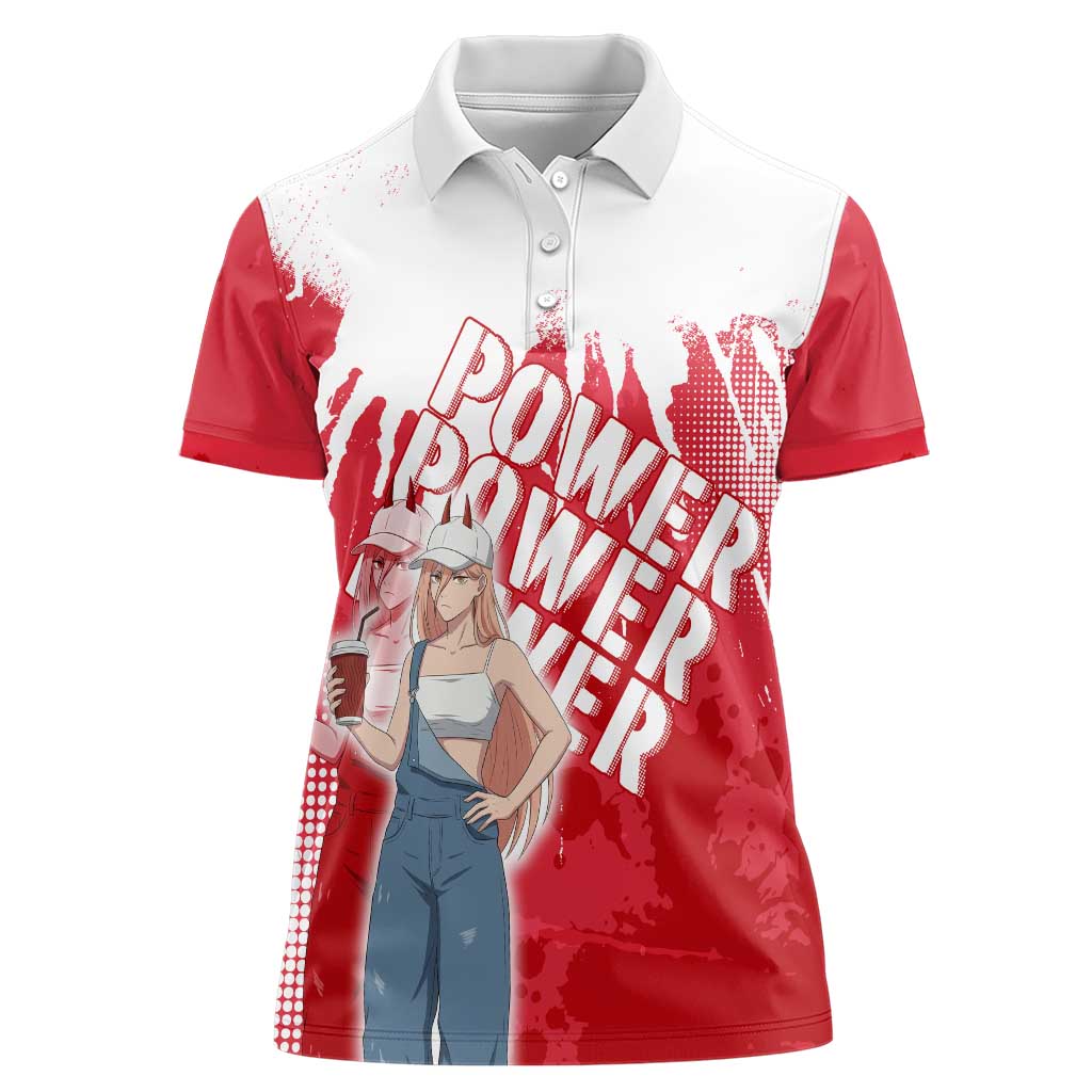 Power Chainsaw Man Women Polo Shirt Grunge Pop Manga Panel Style