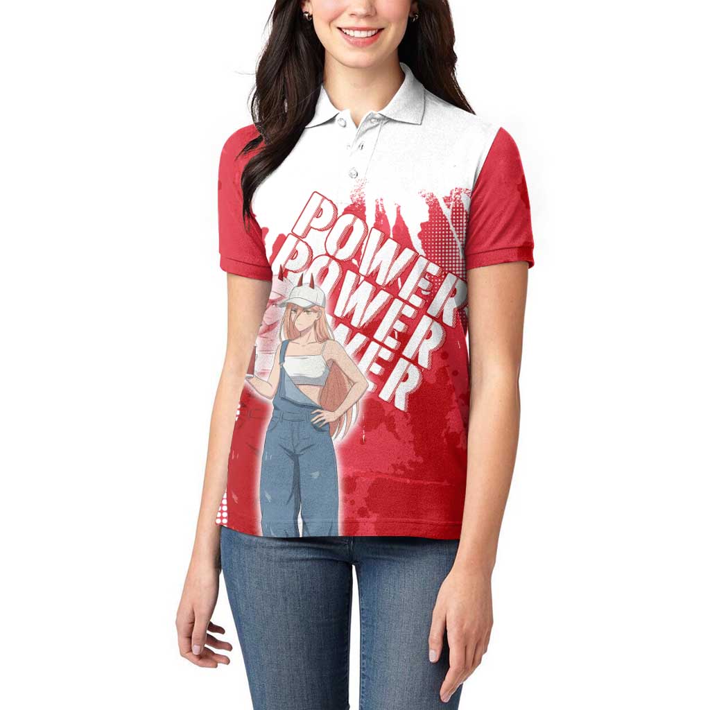 Power Chainsaw Man Women Polo Shirt Grunge Pop Manga Panel Style