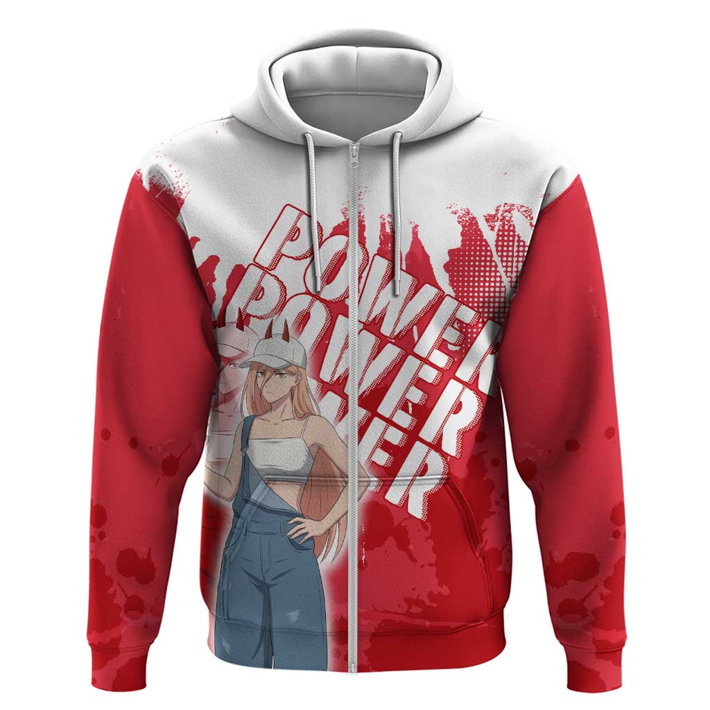 Power Chainsaw Man Zip Hoodie Grunge Pop Manga Panel Style
