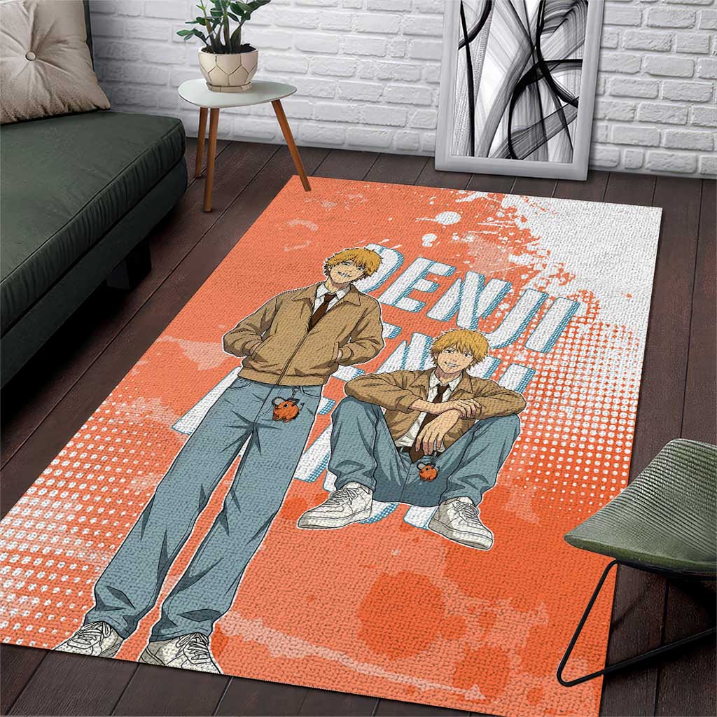 Denji Casual Chainsaw Man Area Rug Retro Manga Grunge Style