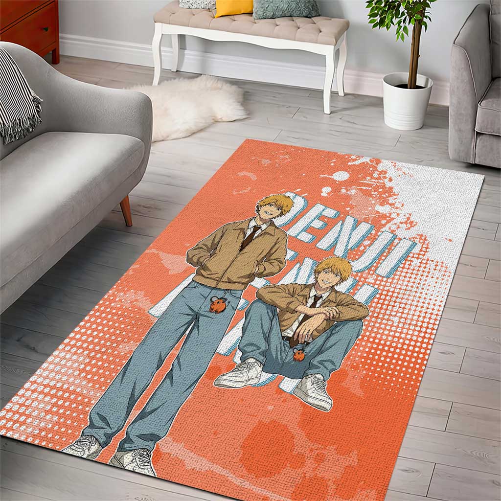Denji Casual Chainsaw Man Area Rug Retro Manga Grunge Style