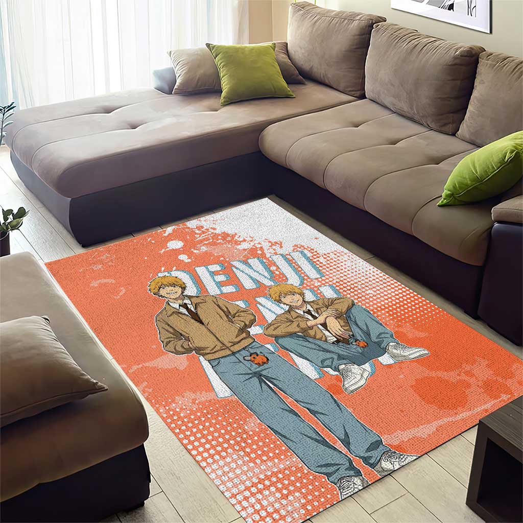 Denji Casual Chainsaw Man Area Rug Retro Manga Grunge Style