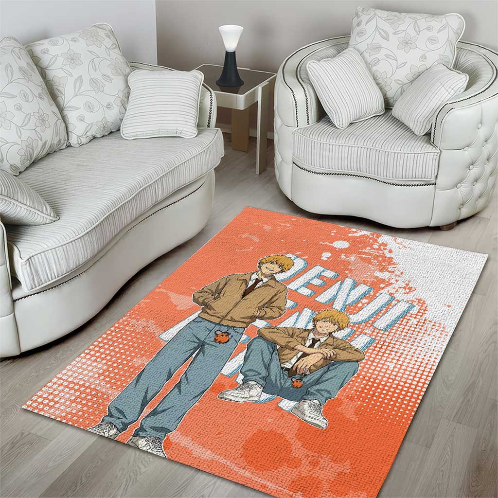 Denji Casual Chainsaw Man Area Rug Retro Manga Grunge Style