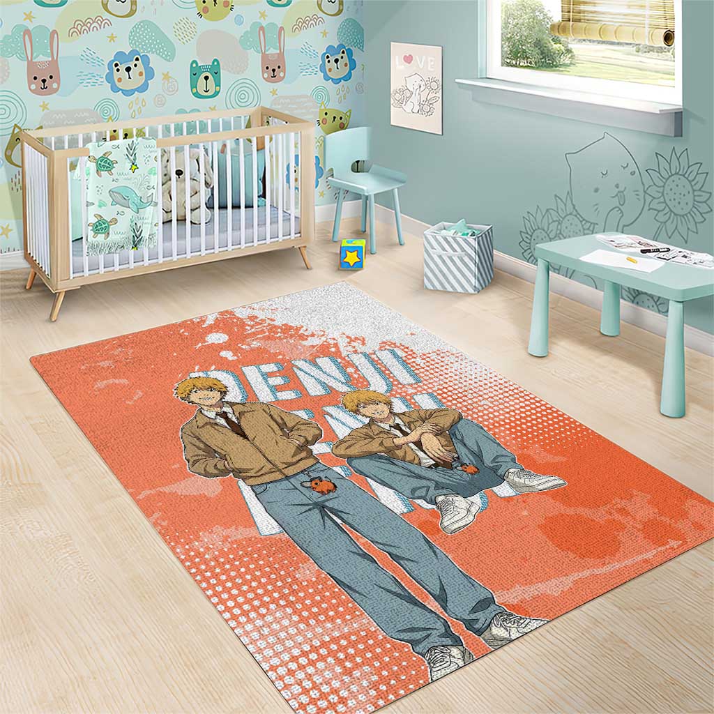 Denji Casual Chainsaw Man Area Rug Retro Manga Grunge Style