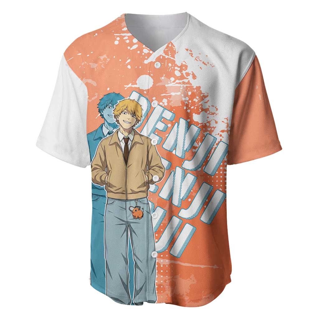 Denji Casual Chainsaw Man Baseball Jersey Retro Manga Grunge Style