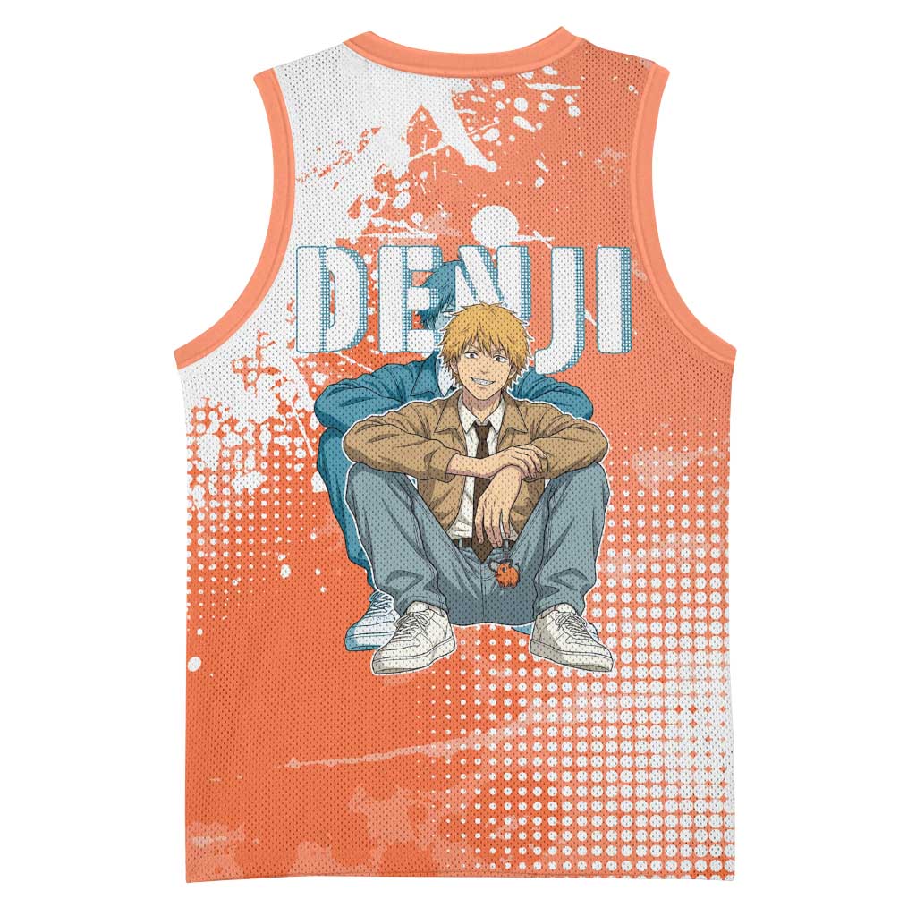 Denji Casual Chainsaw Man Basketball Jersey Retro Manga Grunge Style
