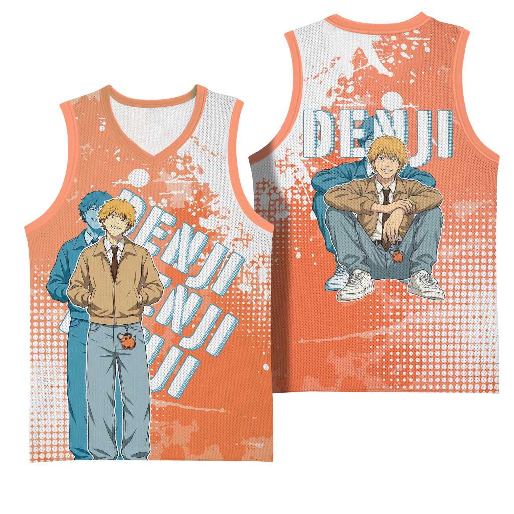 Denji Casual Chainsaw Man Basketball Jersey Retro Manga Grunge Style