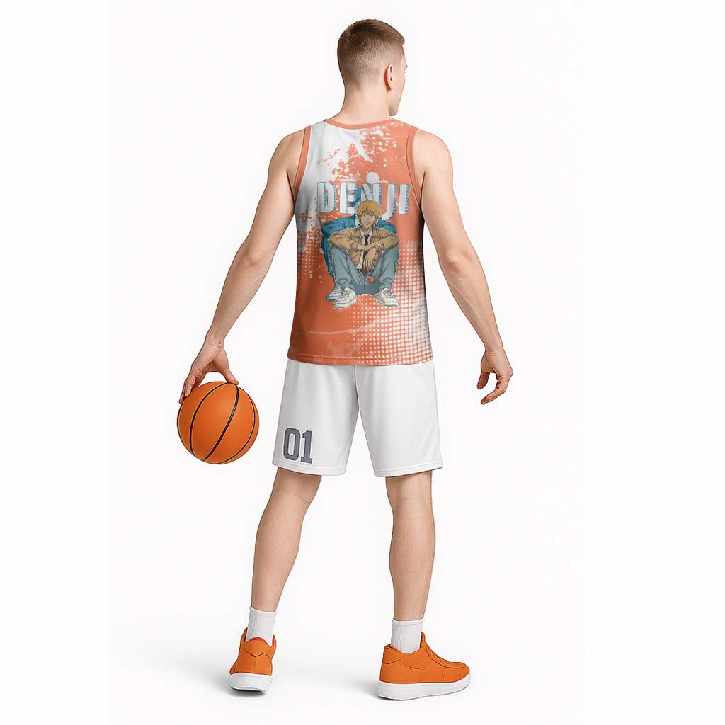 Denji Casual Chainsaw Man Basketball Jersey Retro Manga Grunge Style